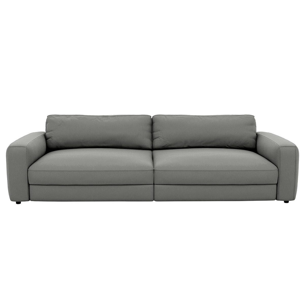 BIGSOFA in Cord Dunkelgrau  - Dunkelgrau/Schwarz, Modern, Kunststoff/Textil (264/84/125cm) - Trendmanufaktur