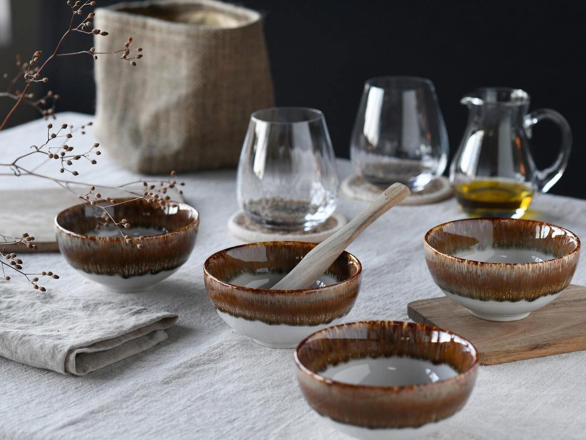 DIPSCHALENSET  - Weiß/Bronzefarben, Design, Keramik - Creatable