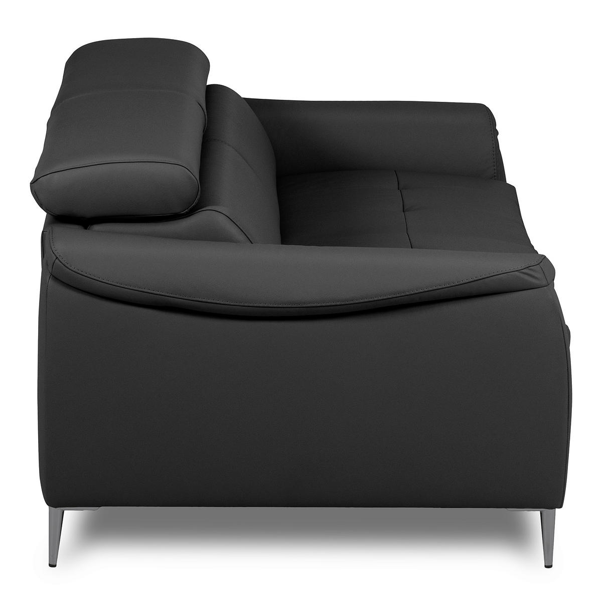 SCHLAFSOFA PAFOS Schwarz Echtleder Lederlook  - Schwarz, Design, Leder/Textil (203/77-98/103cm) - MID.YOU