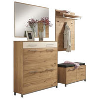 GARDEROBE 5-teilig  in  - Weiss/Eichefarben, Design, Glas/Holz