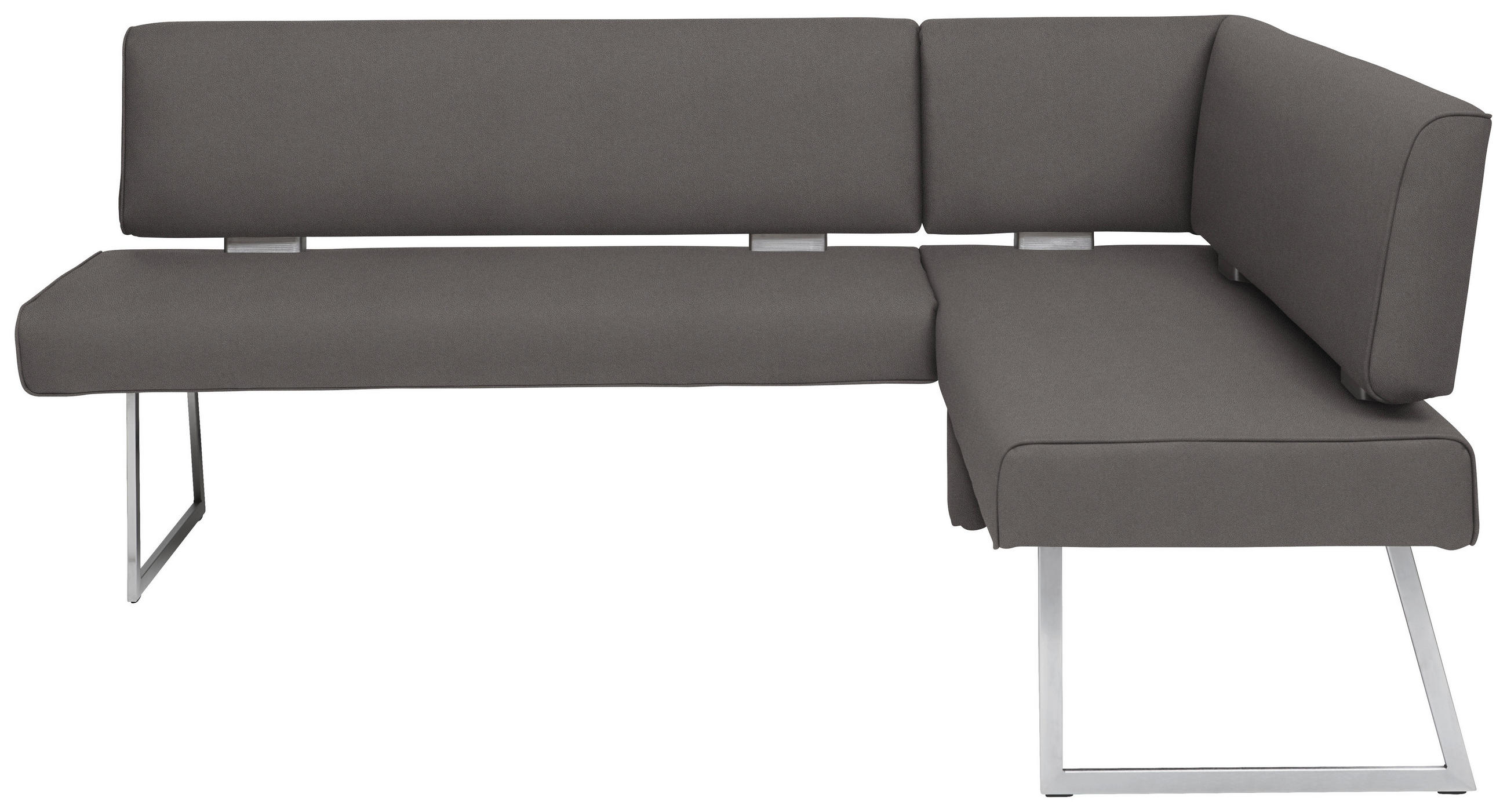 ECKBANK in Metall, Textil Anthrazit, Edelstahlfarben  - Edelstahlfarben/Anthrazit, Design, Textil/Metall (208/160cm) - Dieter Knoll