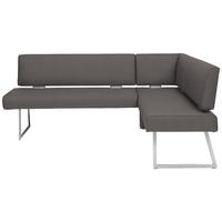 ECKBANK in Metall, Textil Anthrazit, Edelstahlfarben  - Edelstahlfarben/Anthrazit, Design, Textil/Metall (208/160cm) - Dieter Knoll