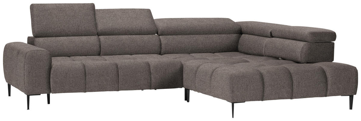 ECKSOFA in Webstoff Greige  - Currygelb/Greige, Design, Textil/Metall (300/216cm) - Welnova