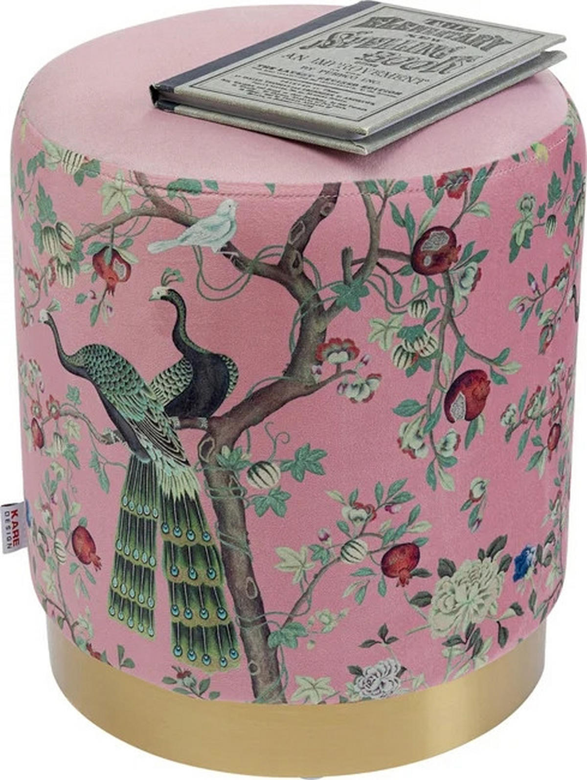 HOCKER in Metall, Textil Rosa, Messingfarben  - Messingfarben/Rosa, Natur, Textil/Metall (32/38/32cm) - Kare-Design