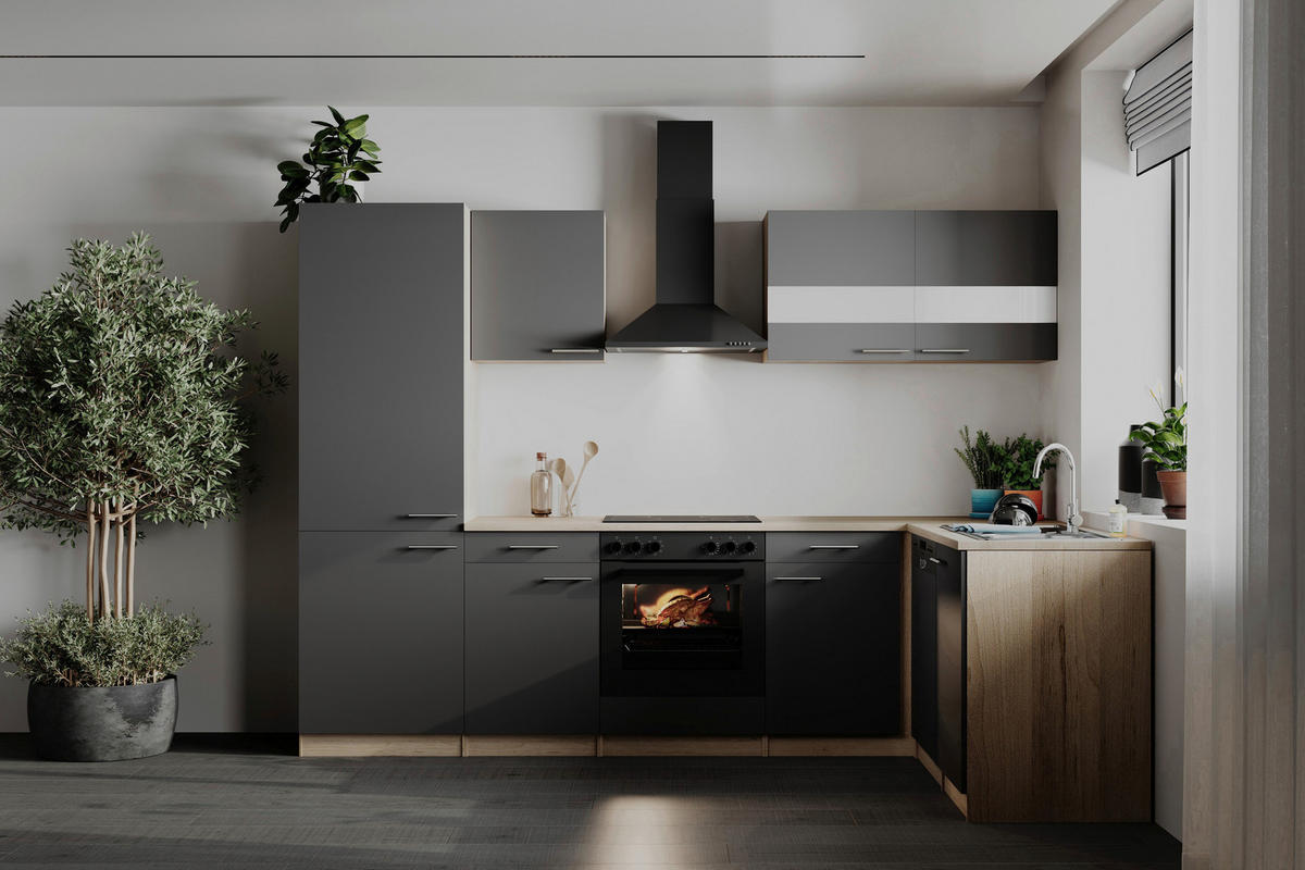 HÖRNKÖK 280/172 cm  i grå  - stålfärgad/grå, Basics, metall/trämaterial (280/172cm) - Respekta