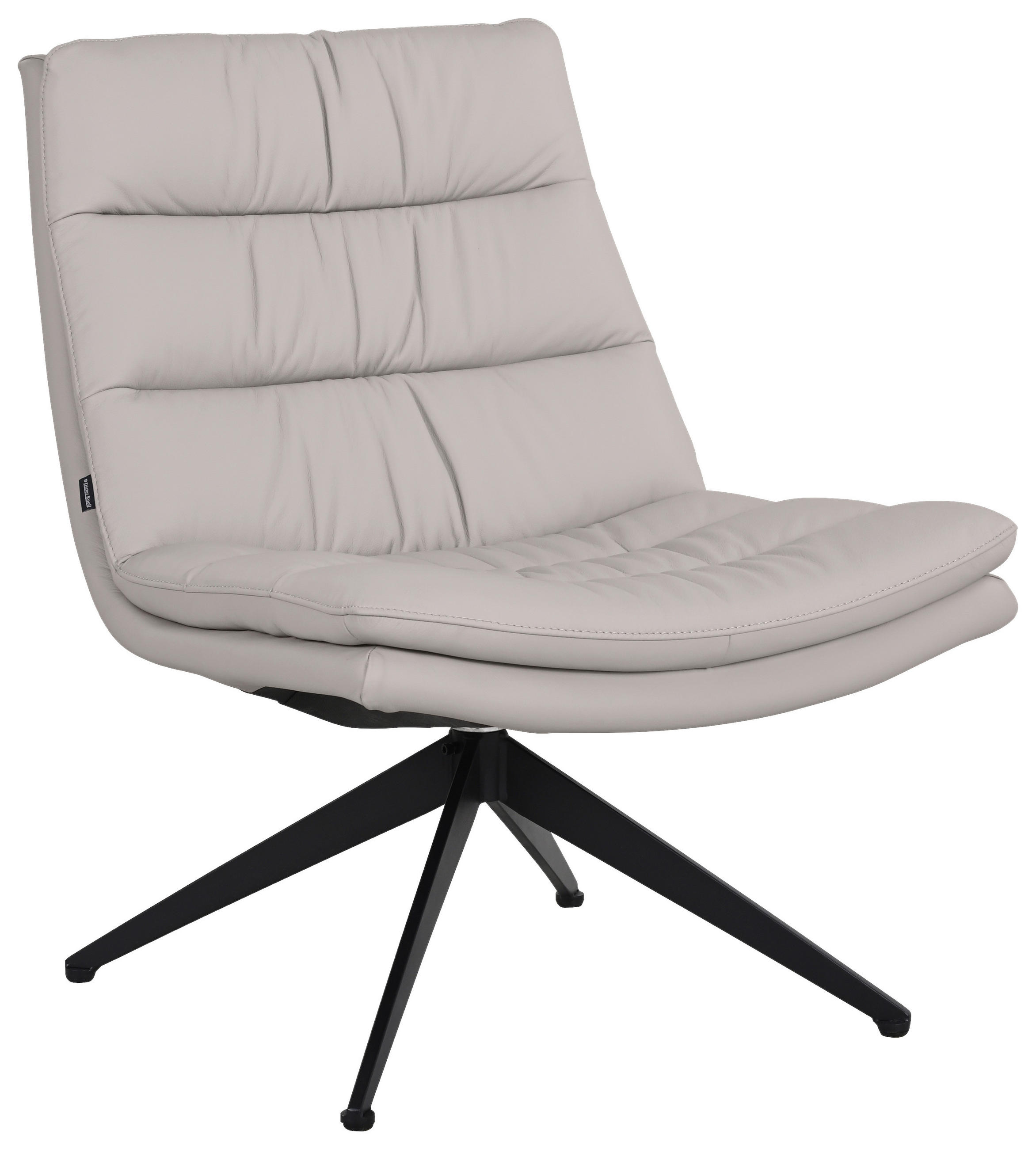 DESIGNSESSEL in Echtleder Hellgrau  - Hellgrau/Schwarz, Design, Leder/Metall (62.5/82/80cm) - Dieter Knoll