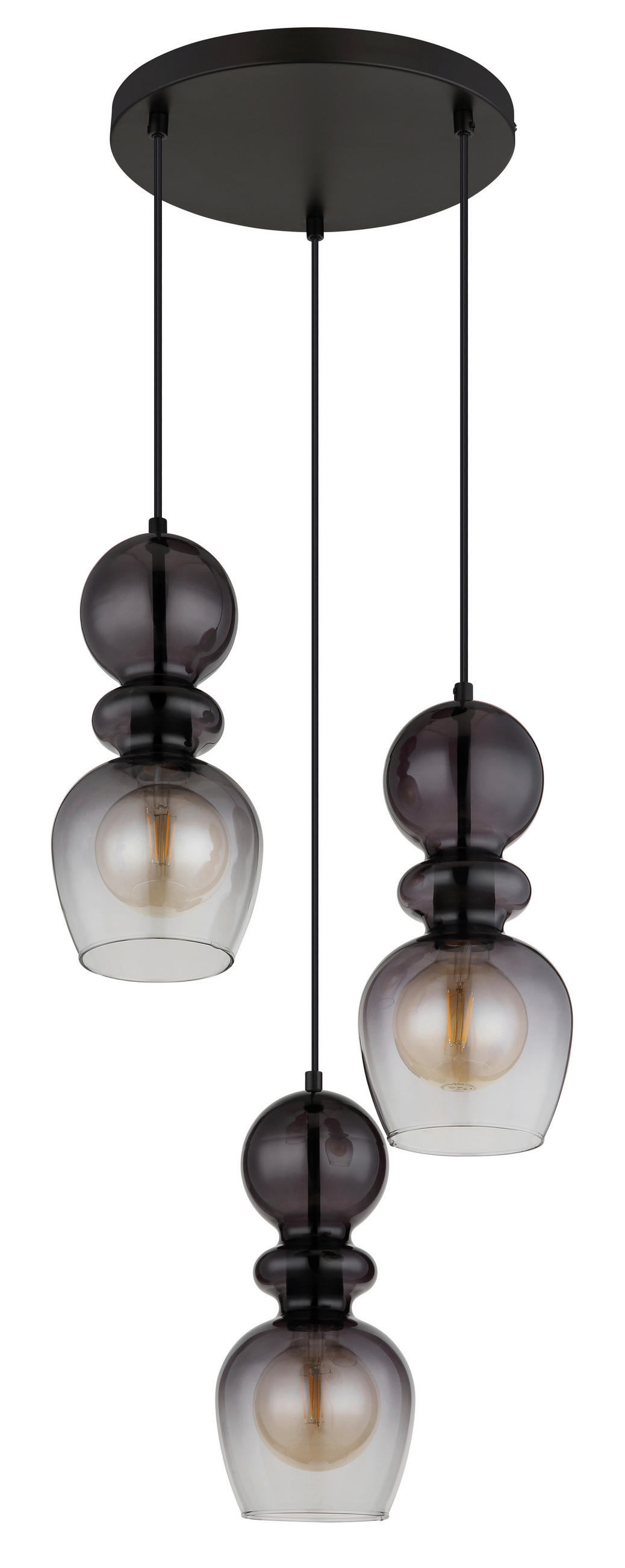 HÄNGELEUCHTE 41/150 cm    - Schwarz/Grau, Konventionell, Glas/Kunststoff (41/150cm) - Globo