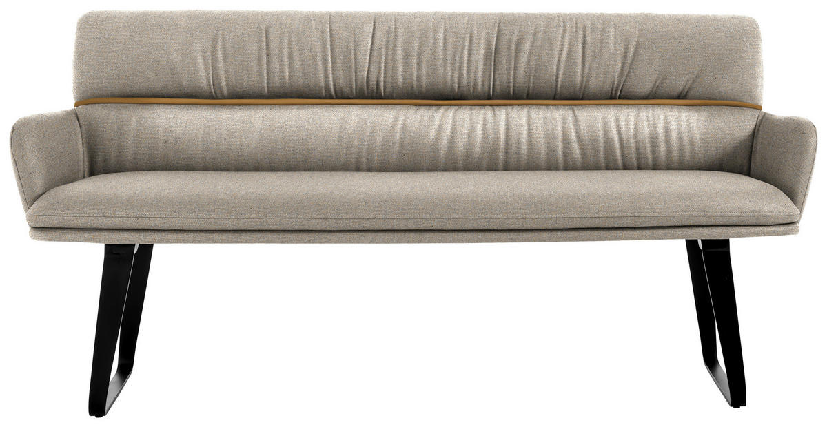 SITZBANK 180/86/68 cm Mikrofaser Greige, Currygelb  - Currygelb/Greige, Design, Textil/Metall (180/86/68cm) - Valdera