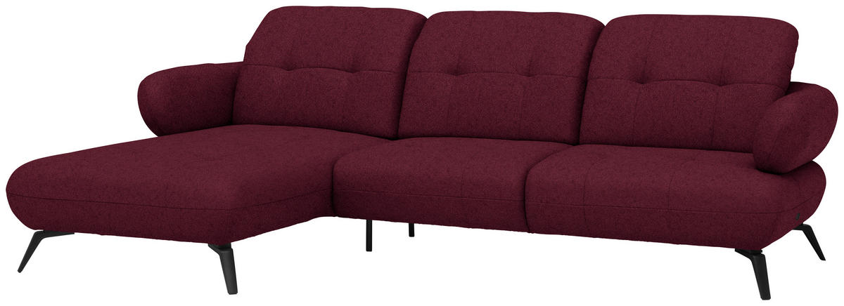 ECKSOFA Chenille Weinrot  - Weinrot/Schwarz, Modern, Textil/Metall (180/282cm) - Novel