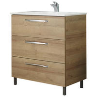 WASCHTISCHUNTERSCHRANK  - Chromfarben/Eichefarben, KONVENTIONELL, Holzwerkstoff/Kunststoff (80/77/43cm) - Xora