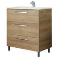 WASCHTISCHUNTERSCHRANK  - Chromfarben/Eichefarben, KONVENTIONELL, Holzwerkstoff/Kunststoff (80/77/43cm) - Xora