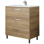 WASCHTISCHUNTERSCHRANK  - Chromfarben/Eichefarben, KONVENTIONELL, Holzwerkstoff/Kunststoff (80/77/43cm) - Xora