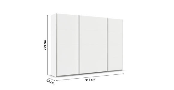 SCHWEBETÜRENSCHRANK  in Weiß  - Alufarben/Weiß, KONVENTIONELL, Holzwerkstoff/Metall (315/229/62cm) - Xora