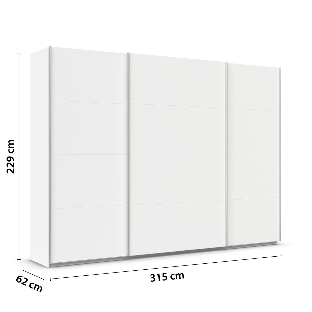 SCHWEBETÜRENSCHRANK  in Weiß  - Alufarben/Weiß, KONVENTIONELL, Holzwerkstoff/Metall (315/229/62cm) - Xora