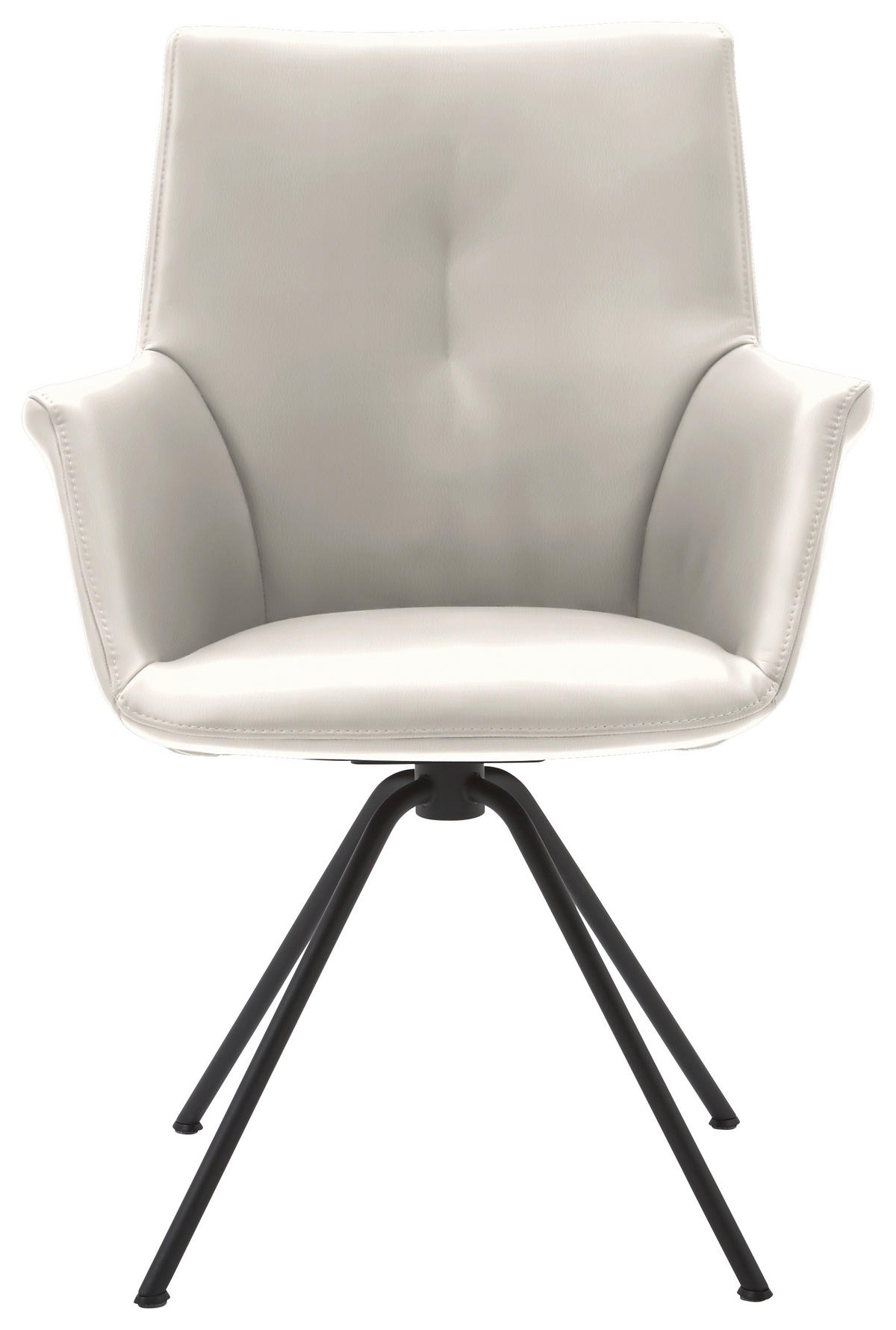 ARMLEHNSTUHL  in Stahl Echtleder pigmentiert  - Beige/Schwarz, Design, Leder/Metall (60/90/61cm) - Dieter Knoll