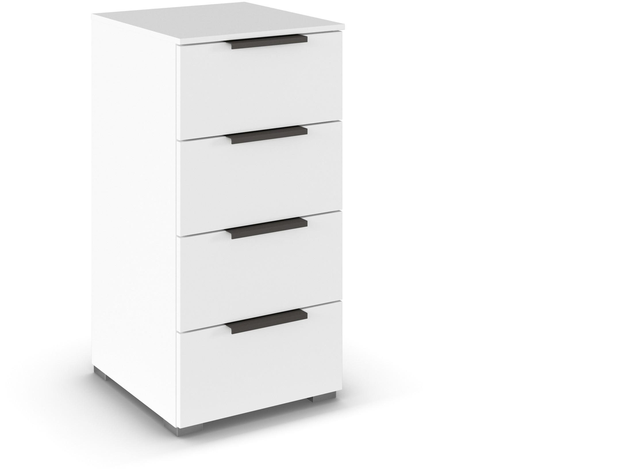 KOMMODE 50/81/42 cm  in Weiß  - Graphitfarben/Alufarben, Trend, Holzwerkstoff/Metall (50/81/42cm) - Novel
