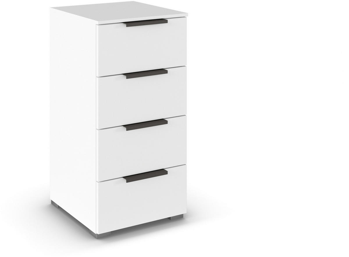 KOMMODE 50/81/42 cm  in Weiss  - Weiss/Graphitfarben, Trend, Holzwerkstoff/Metall (50/81/42cm) - Novel