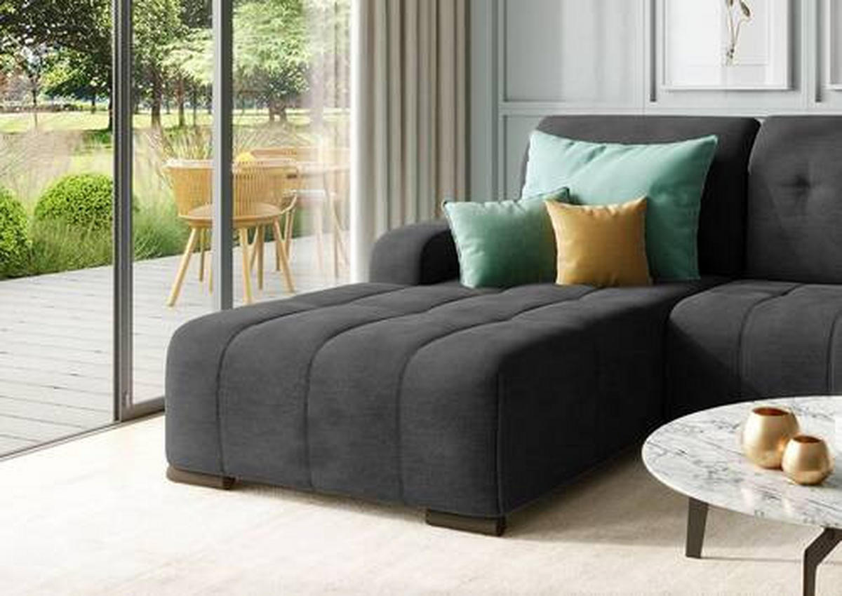 ECKSOFA in Mikrofaser Schwarz  - Schwarz, Modern, Textil/Metall (292/185cm) - Livetastic