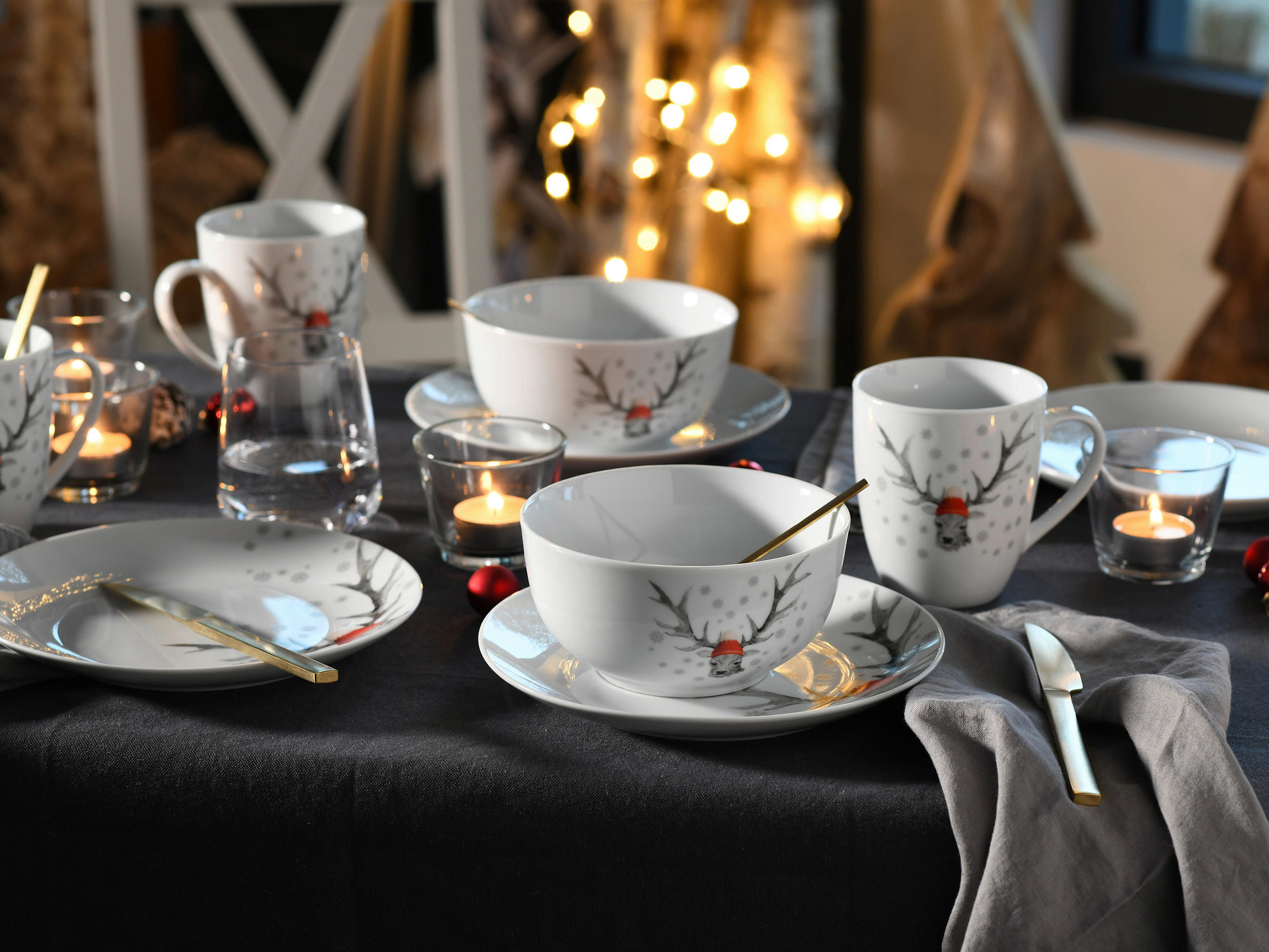KOMBISERVICE Weiß 18-teilig Hirsch  - Weiß, Basics, Keramik - Creatable