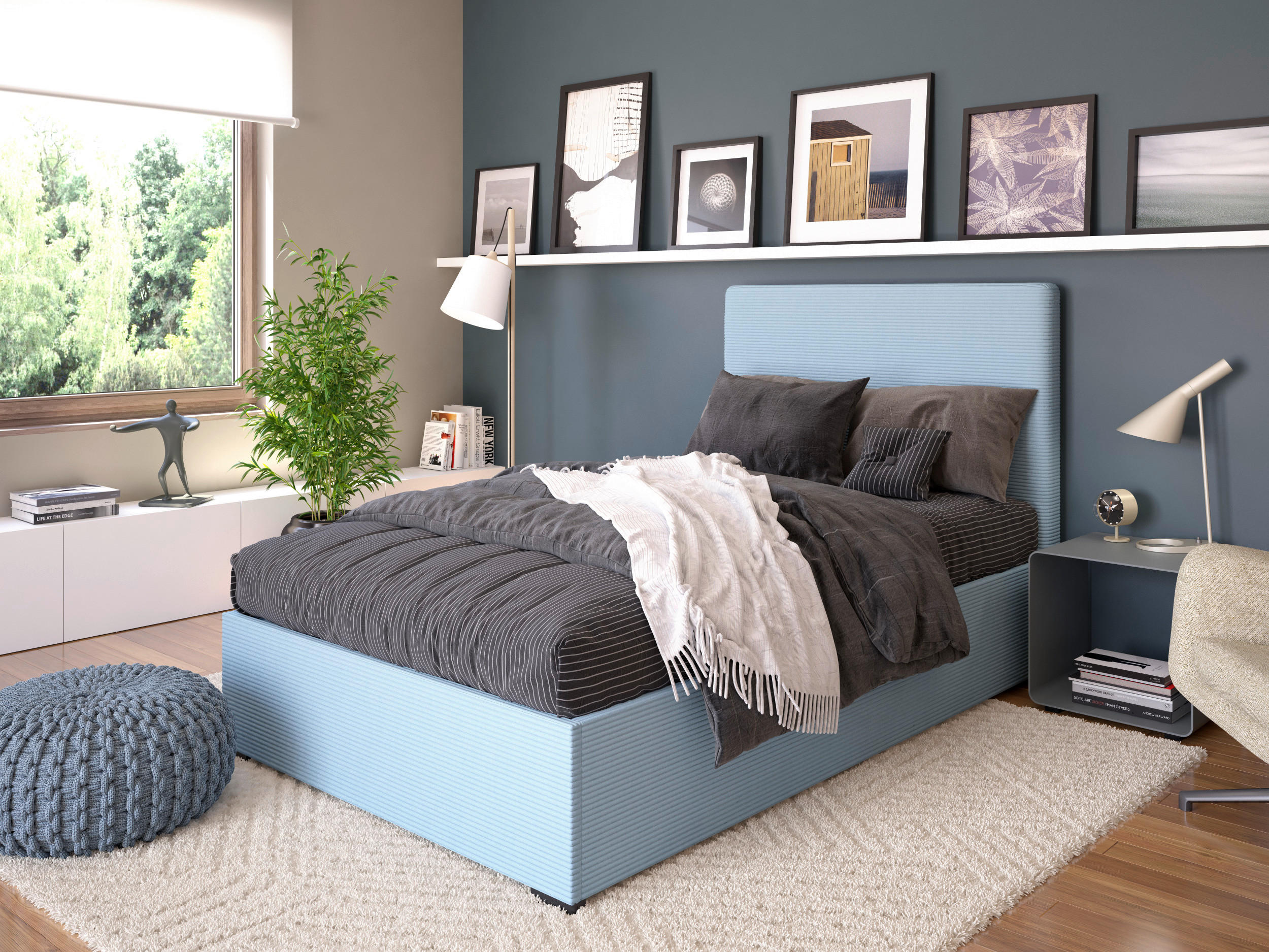 KÁRPITOZOTT ÁGY 120/200 cm  kék  - kék, Modern, faalapú anyag/textil (120/200cm) - Hespo