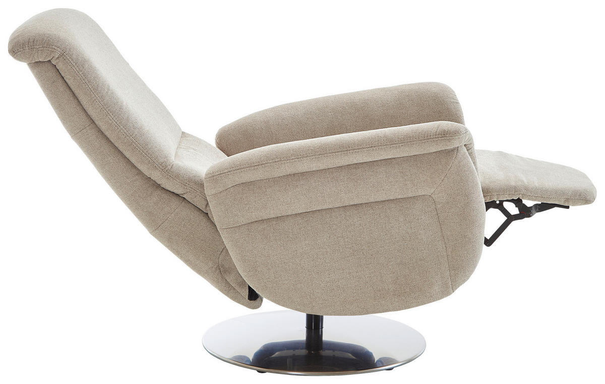 RELAXSESSEL Textil Beige  - Edelstahlfarben/Beige, Konventionell, Textil/Metall (79/112/94cm) - Beldomo Premium