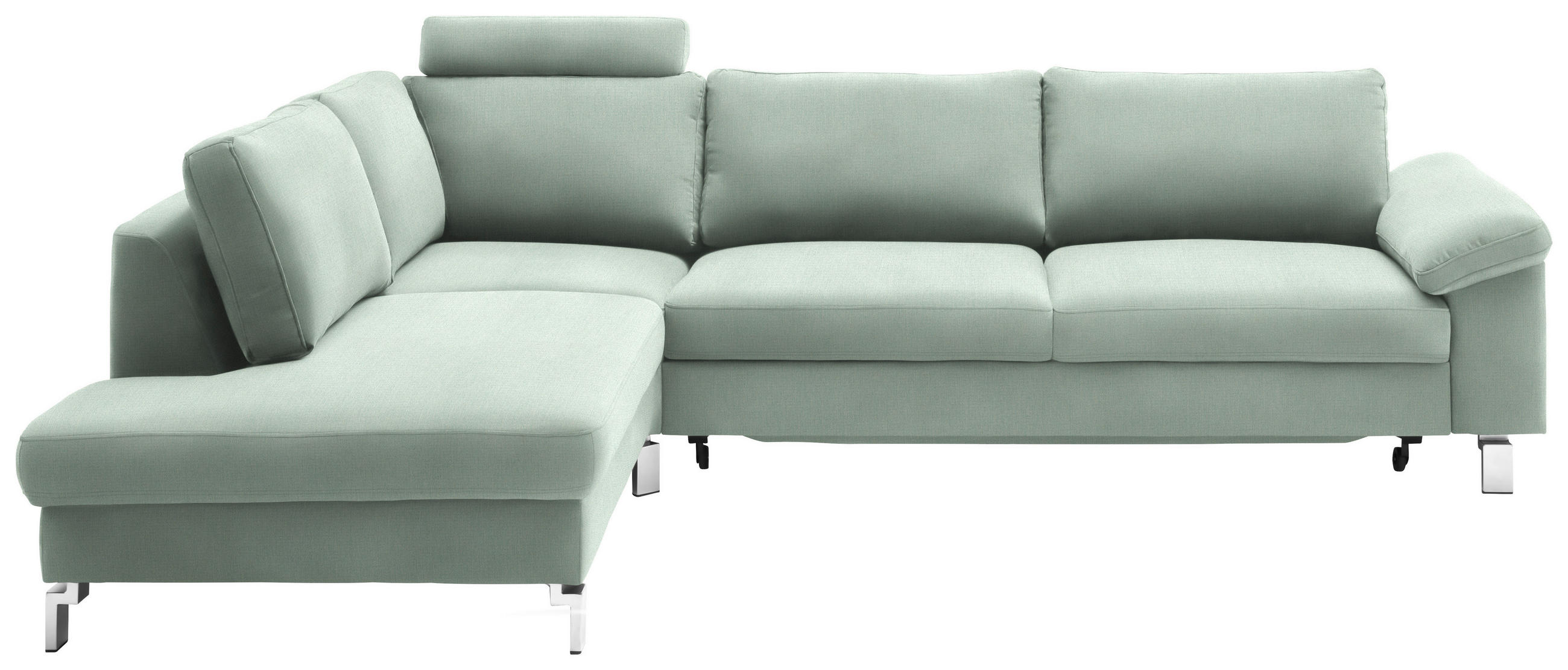 ECKSOFA Velours Mintgrün  - Chromfarben/Mintgrün, Design, Textil/Metall (200/282cm) - Pure Home Lifestyle