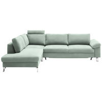 ECKSOFA  in Velours Mintgrün  200/282 cm  - Chromfarben/Mintgrün, Design, Textil/Metall (200/282cm) - Pure Home Lifestyle