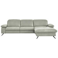 ECKSOFA  Echtleder Silberfarben  - Silberfarben/Schwarz, Design, Leder/Metall (307/169cm) - Beldomo Premium