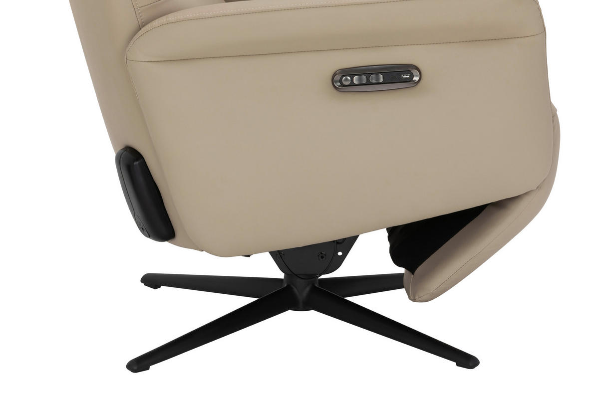 RELAXSESSEL Lederlook Echtleder    - Beige/Schwarz, KONVENTIONELL, Leder/Textil (75/111/90cm) - Livetastic