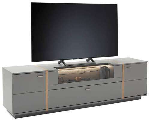 TV-BÄNK 216/62/50 cm  - grå/nickelfärgad, Design, metall/glas (216/62/50cm) - MID.YOU