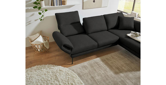 ECKSOFA  in Flachgewebe Anthrazit  255-365/175-224 cm  - Anthrazit/Schwarz, Design, Textil/Metall (255-365/175-224cm) - Dieter Knoll