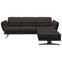 ECKSOFA in Flachgewebe Dunkelbraun  279-327/176-217 cm  - Dunkelbraun/Schwarz, Design, Textil/Metall (279-327/176-217cm) - Dieter Knoll