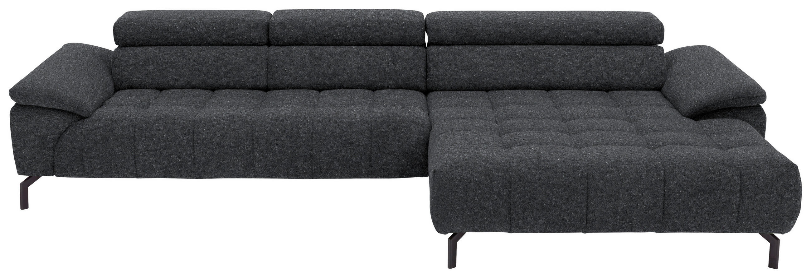 ECKSOFA in Chenille Anthrazit  329/190 cm  - Anthrazit/Schwarz, Design, Textil/Metall (329/190cm) - Beldomo Style