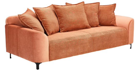 3-SITZER-SOFA Cord, Velours Rostfarben - Rostfarben/Schwarz, KONVENTIONELL, Textil/Metall (228/84/99cm) - Carryhome