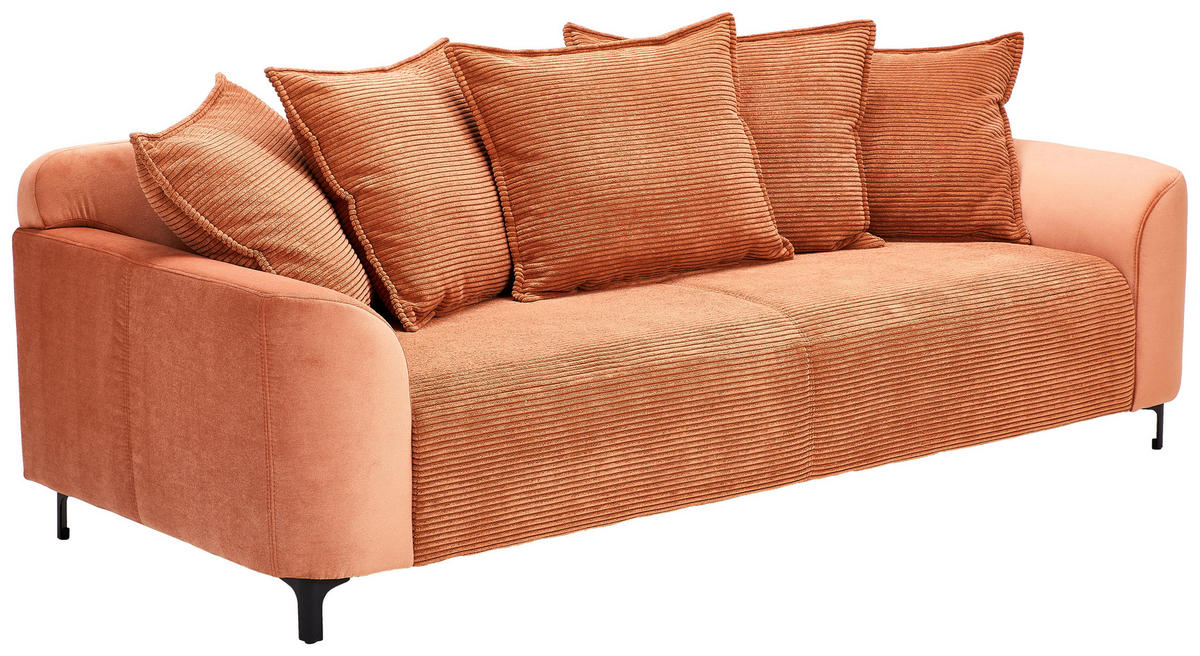 3-SITZER-SOFA in Cord, Velours Rostfarben  - Rostfarben/Schwarz, Konventionell, Textil/Metall (228/84/99cm) - Carryhome