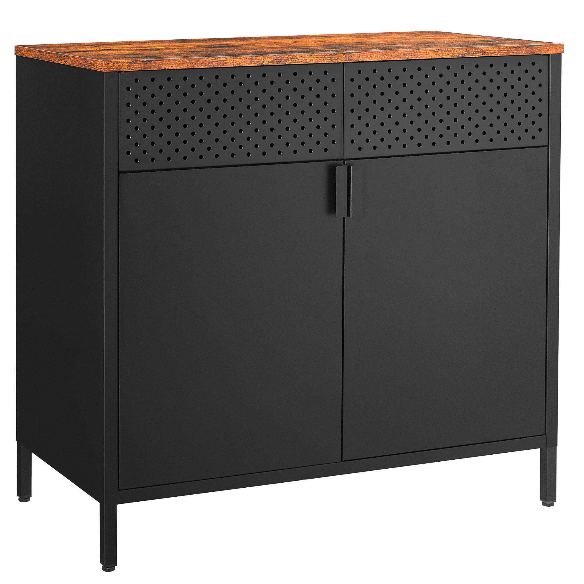 KOMODA, černá, 80/76/40 cm - černá/hnědá, Trend, kov/kompozitní dřevo (80/76/40cm) - Boxxx