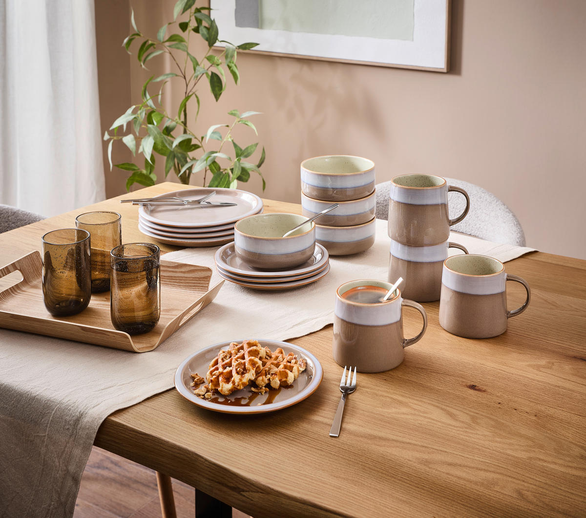 KOMBISERVICE Provence 16-teilig  - Blau/Braun, Trend, Keramik - Landscape