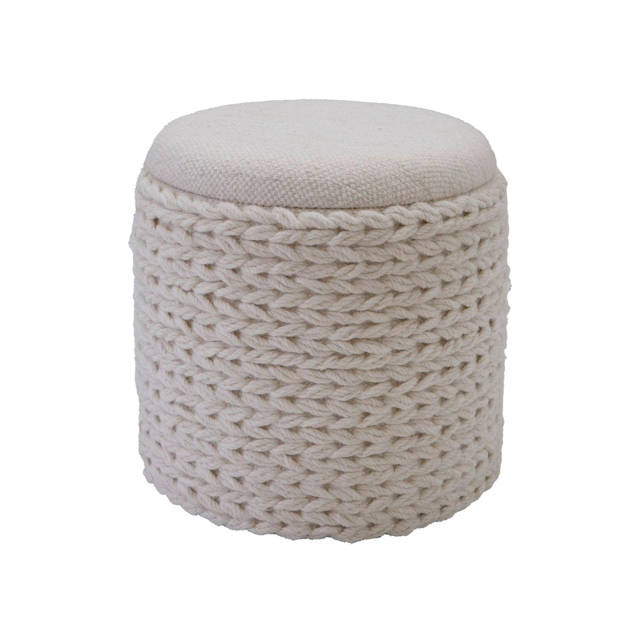 HOCKER in Textil Creme  - Creme, Basics, Textil (40/45/40cm) - Livetastic