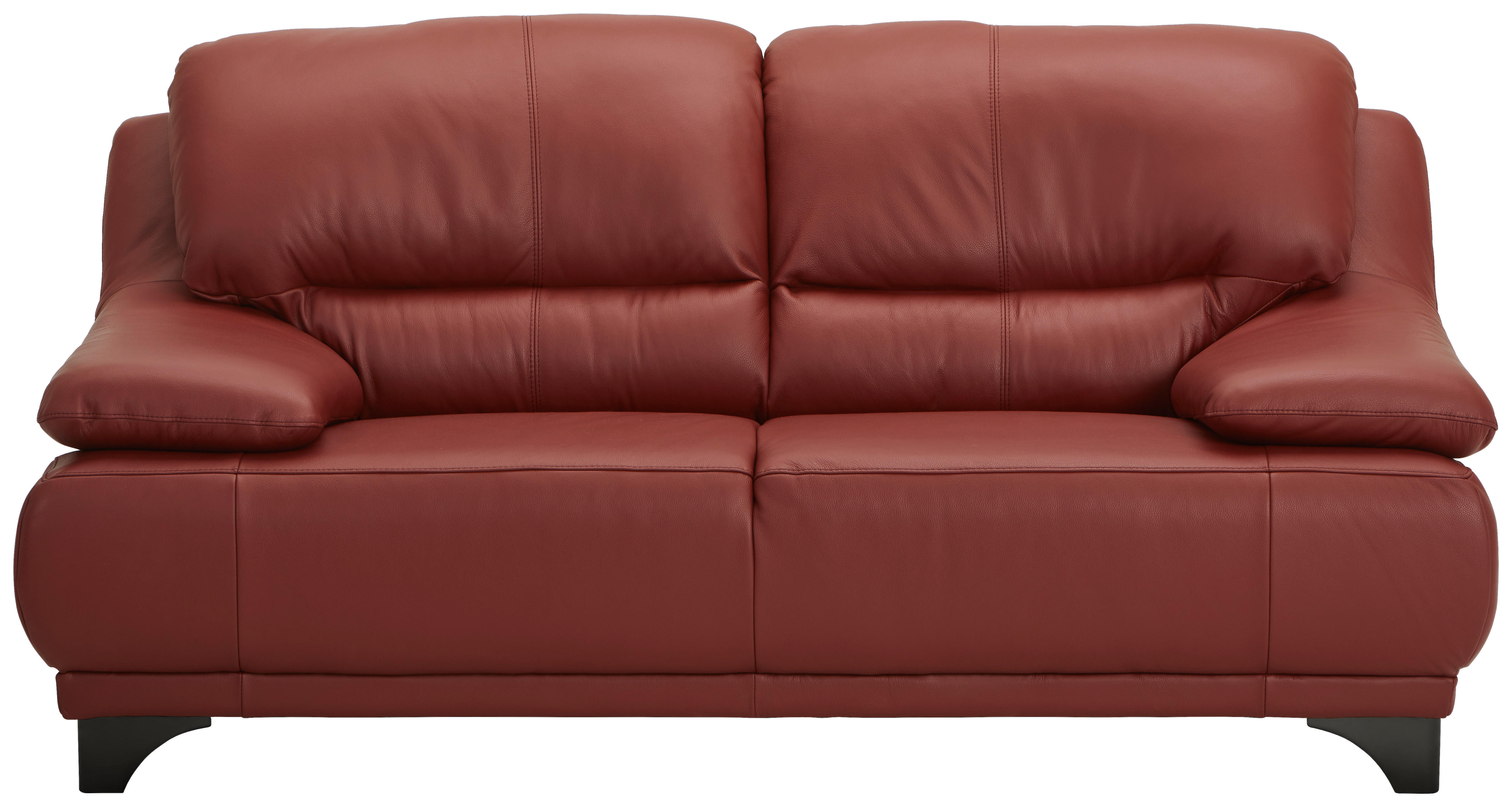 2-SITZER-SOFA Echtleder Rot  - Rot/Schwarz, Design, Leder/Metall (180/87/92cm) - Xora