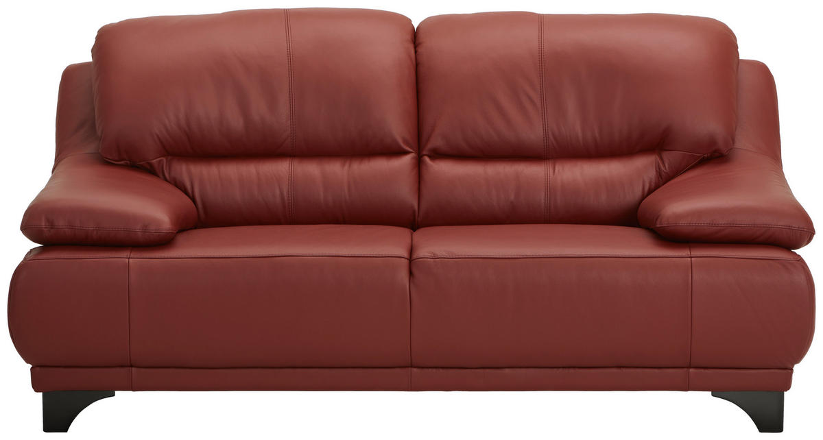 2-SITZER-SOFA in Echtleder Rot  - Rot/Schwarz, Design, Leder/Metall (180/87/92cm) - Xora