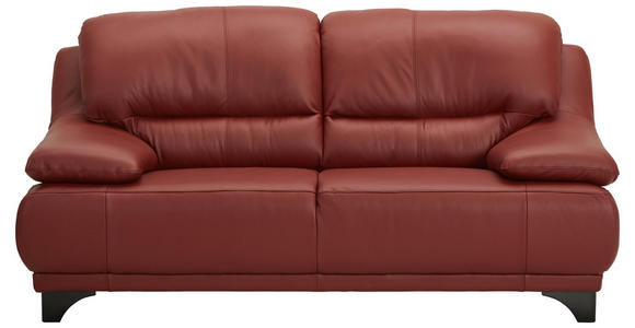 2-SITZER-SOFA in Echtleder Rot  - Rot/Schwarz, Design, Leder/Metall (180/87/92cm) - Xora