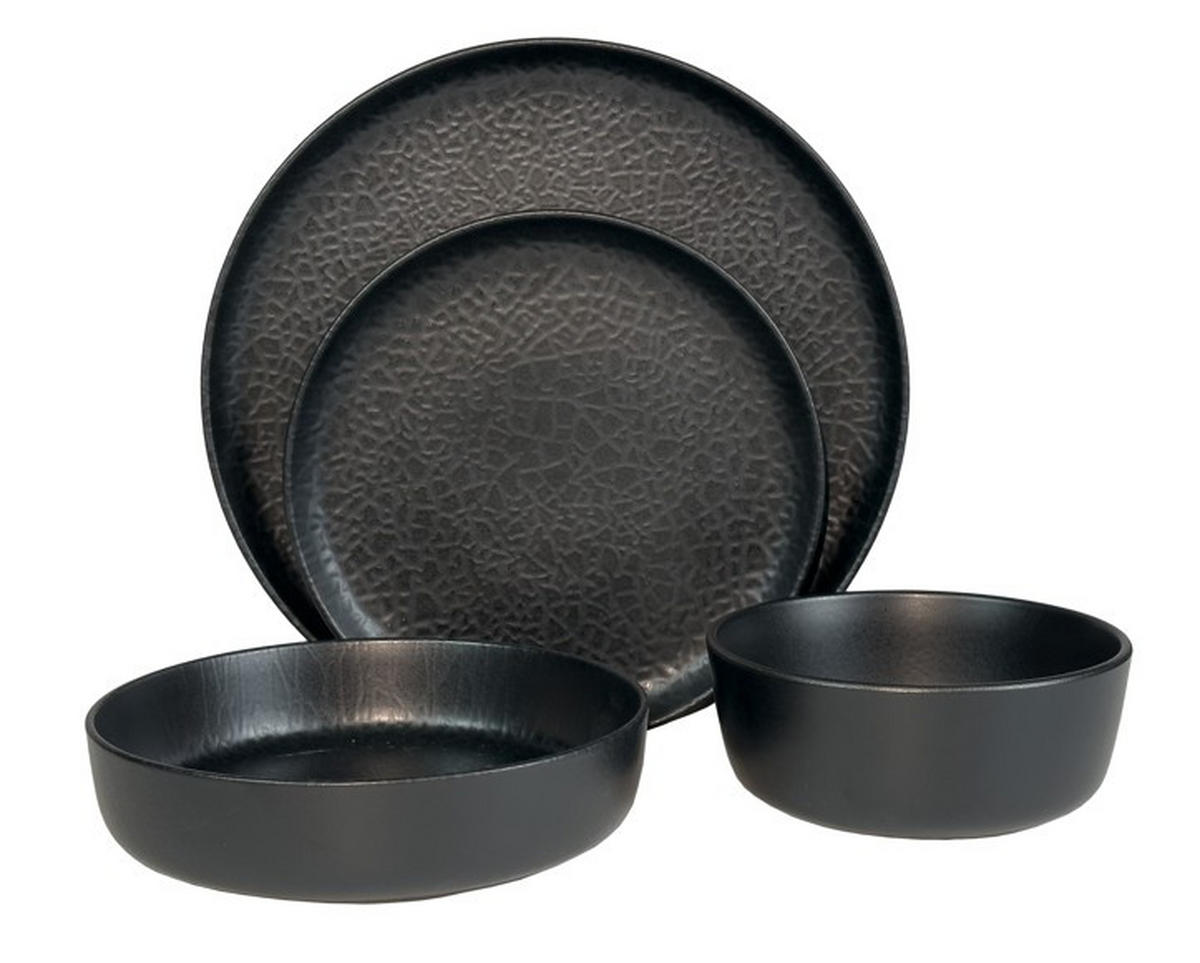KOMBISERVICE Schwarz Mika black 16-teilig 4 Personen  - Schwarz, Trend, Keramik - Novel