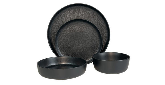 KOMBISERVICE Schwarz Mika black 16-teilig 4 Personen  - Schwarz, Trend, Keramik - Novel