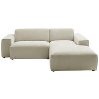 ECKSOFA Sandfarben Cord  - Sandfarben/Schwarz, Design, Kunststoff/Textil (230/189cm) - Pure Home Lifestyle