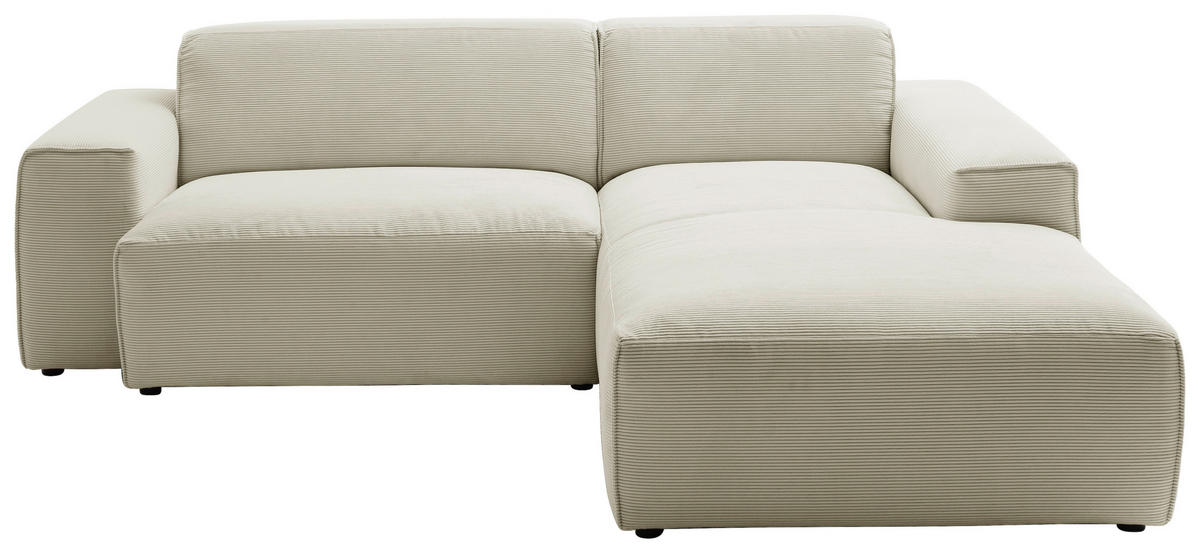 ECKSOFA Sandfarben Cord  - Sandfarben/Schwarz, Design, Kunststoff/Textil (230/189cm) - Pure Home Lifestyle