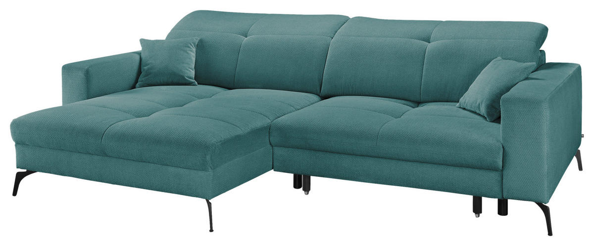 ECKSOFA Petrol Webstoff  - Petrol/Schwarz, KONVENTIONELL, Textil/Metall (180/285cm) - SetOne by Musterring