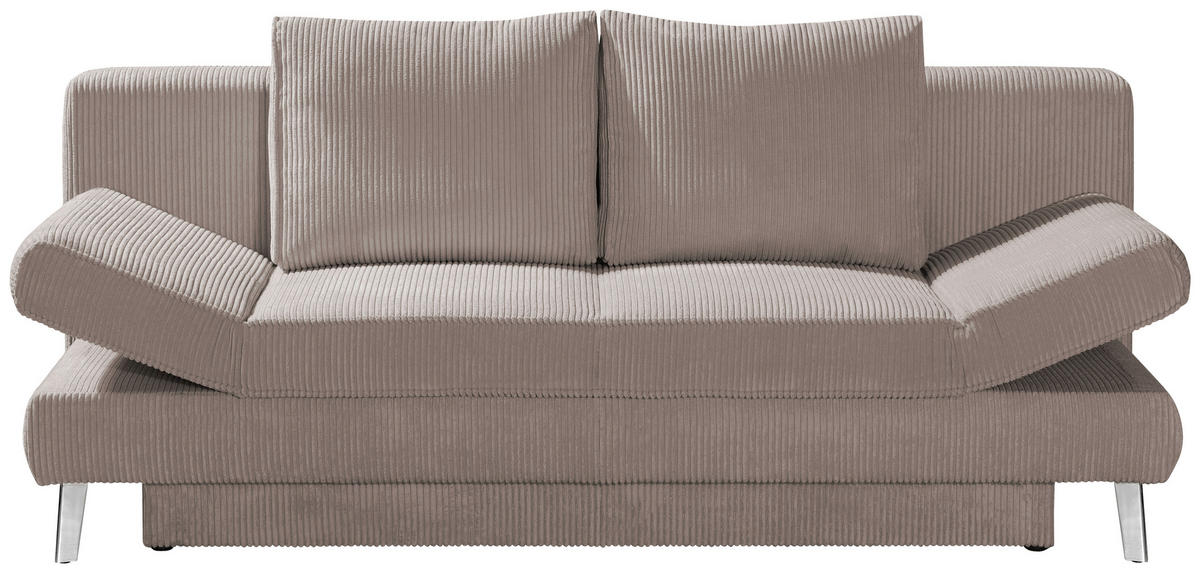 SCHLAFSOFA in Cord Beige  - Chromfarben/Beige, Design, Textil/Metall (200/85/90cm) - Xora
