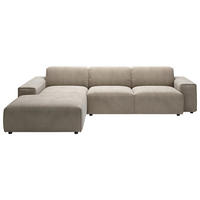 ECKSOFA in Cord Taupe  - Taupe/Schwarz, Design, Kunststoff/Textil (189/300cm) - Pure Home Lifestyle