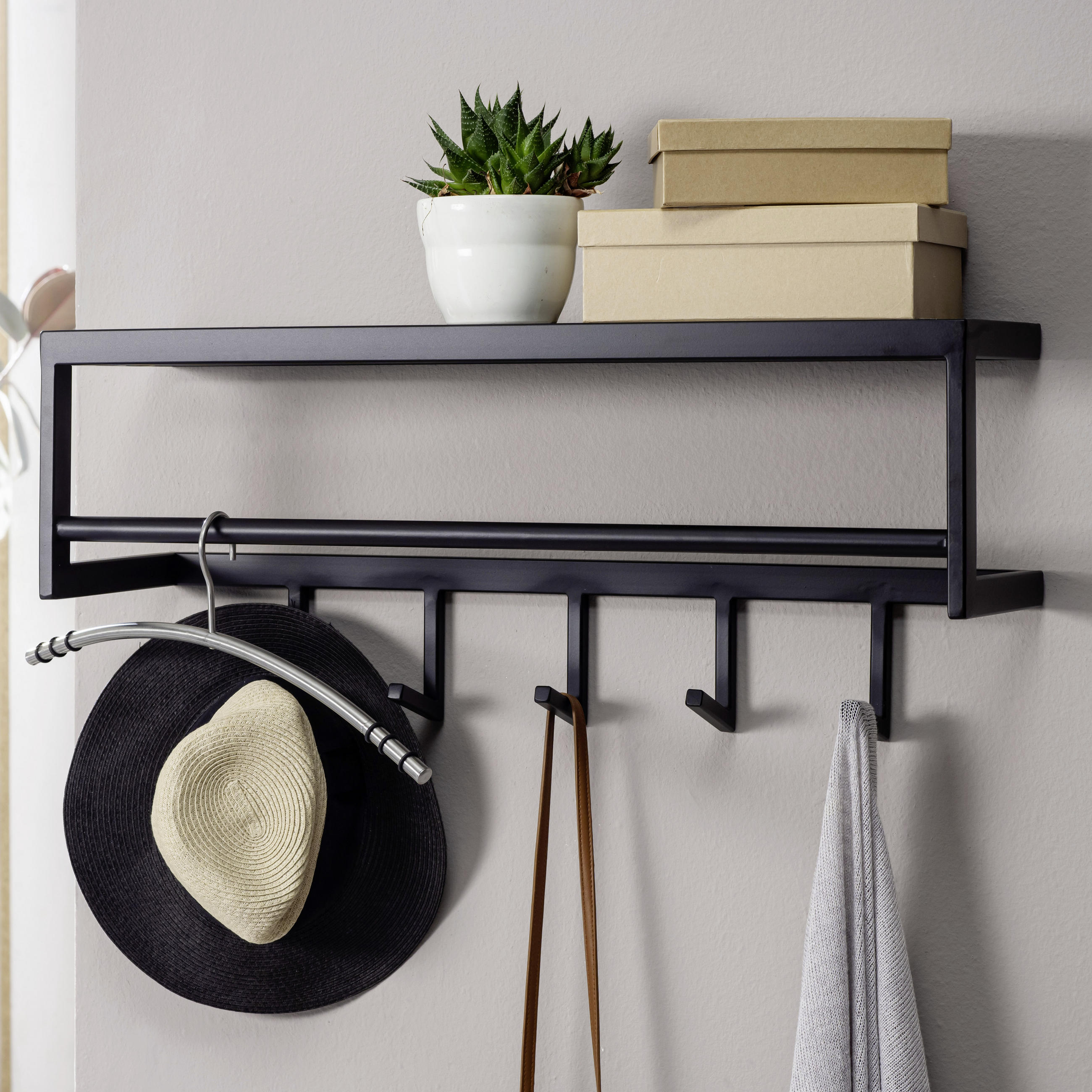 WANDGARDEROBE  in Schwarz  - Schwarz, MODERN, Metall (70/20/20cm) - MID.YOU