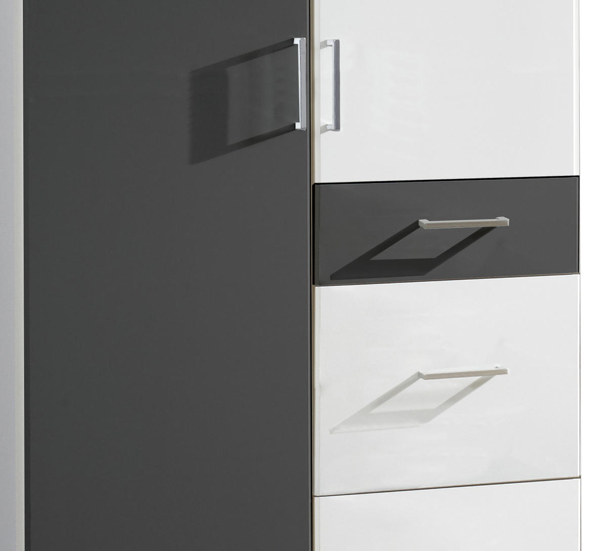 ARMOIRE À PORTES BATTANTES in Graphitfarben, Weiss  - Weiss/Alufarben, Design, Holz/Holzwerkstoff (90/199/58cm) - MID.YOU